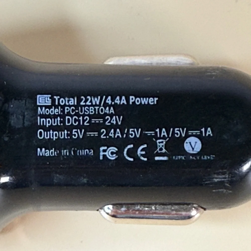 4-Port Black USB Car Charger